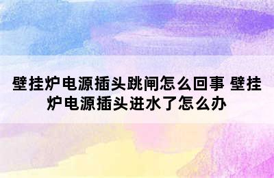 壁挂炉电源插头跳闸怎么回事 壁挂炉电源插头进水了怎么办